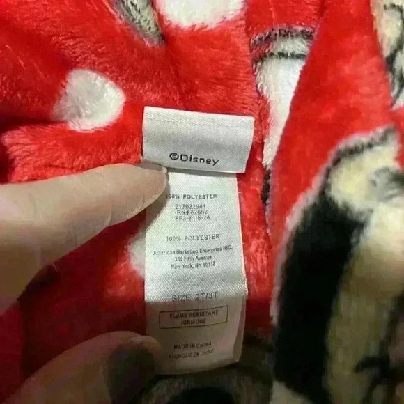 Disney Minnie Mouse Robe Sz 2T 3T 100% Polyester Warm Fleece Length - Picture 6 of 8